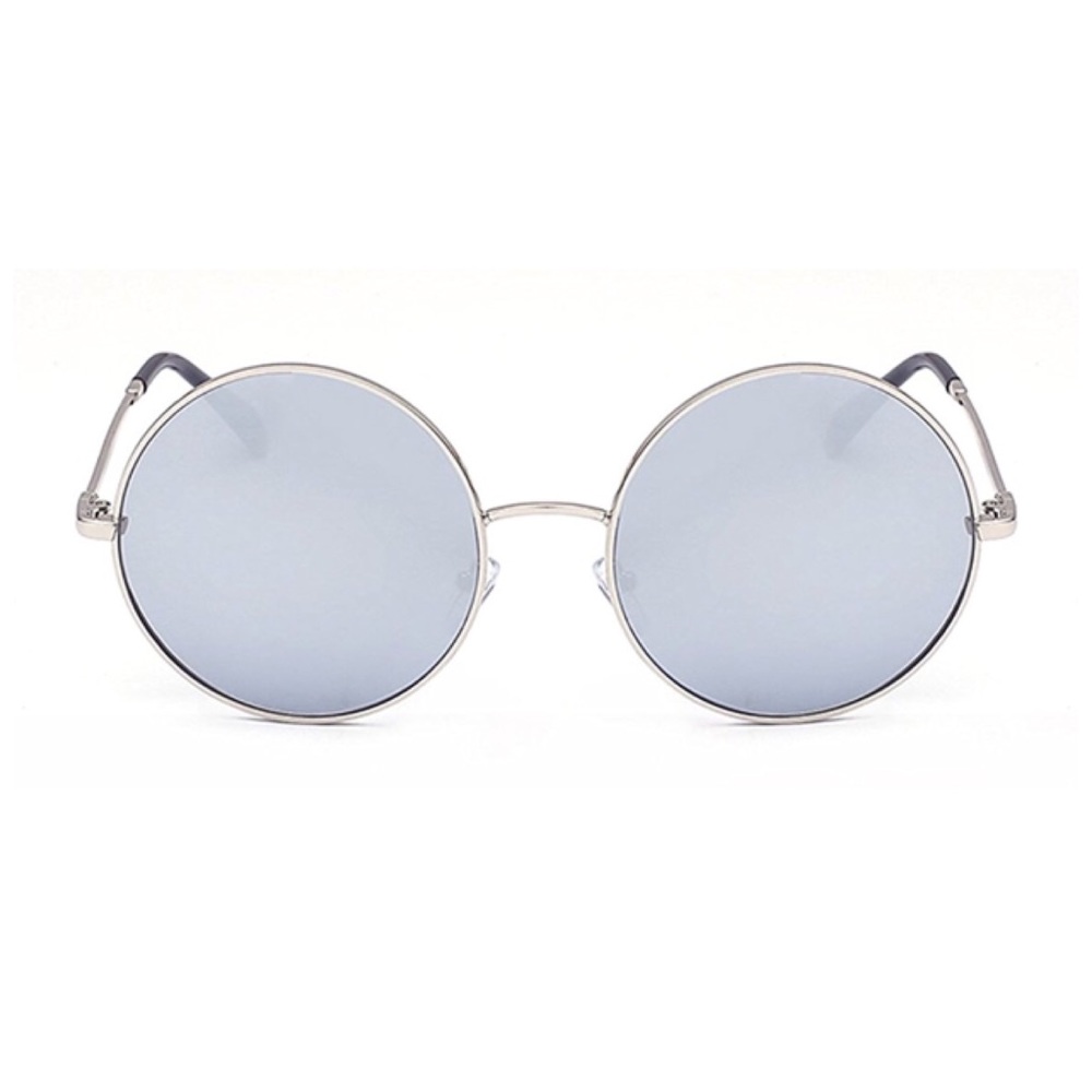 Round Mirrored Oversized Metal Frame Sunglasses - Picture 2 of 4